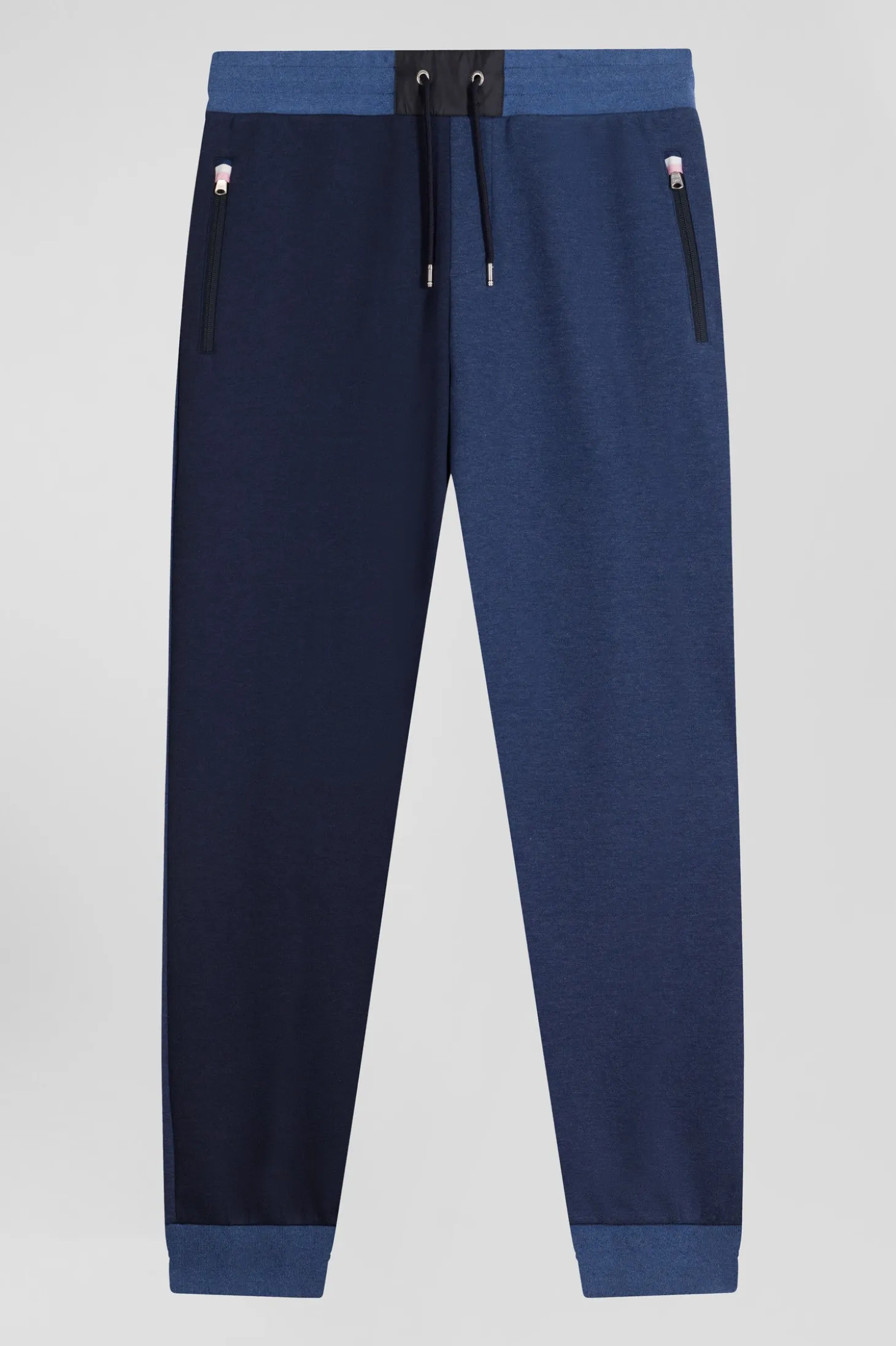 Pantalon jogging en coton mélangé bicolore bleu marine coupe Regular