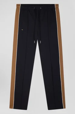 Pantalon jogging en coton mélangé camel coupe Regular passepoil jambes