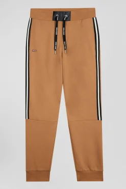 Pantalon jogging en coton mélangé camel galon rayé coupe Regular