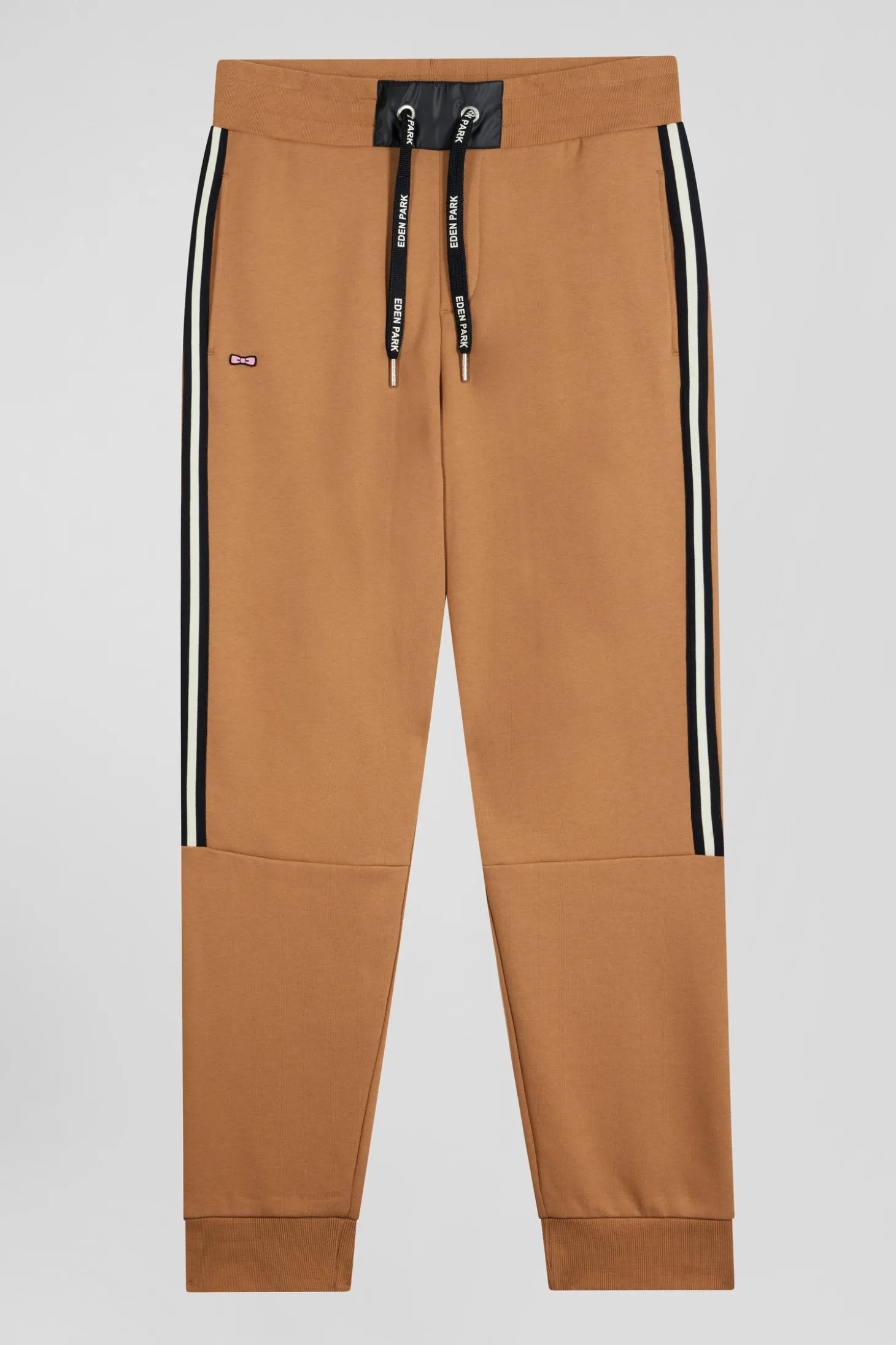 Pantalon jogging en coton mélangé camel galon rayé coupe Regular
