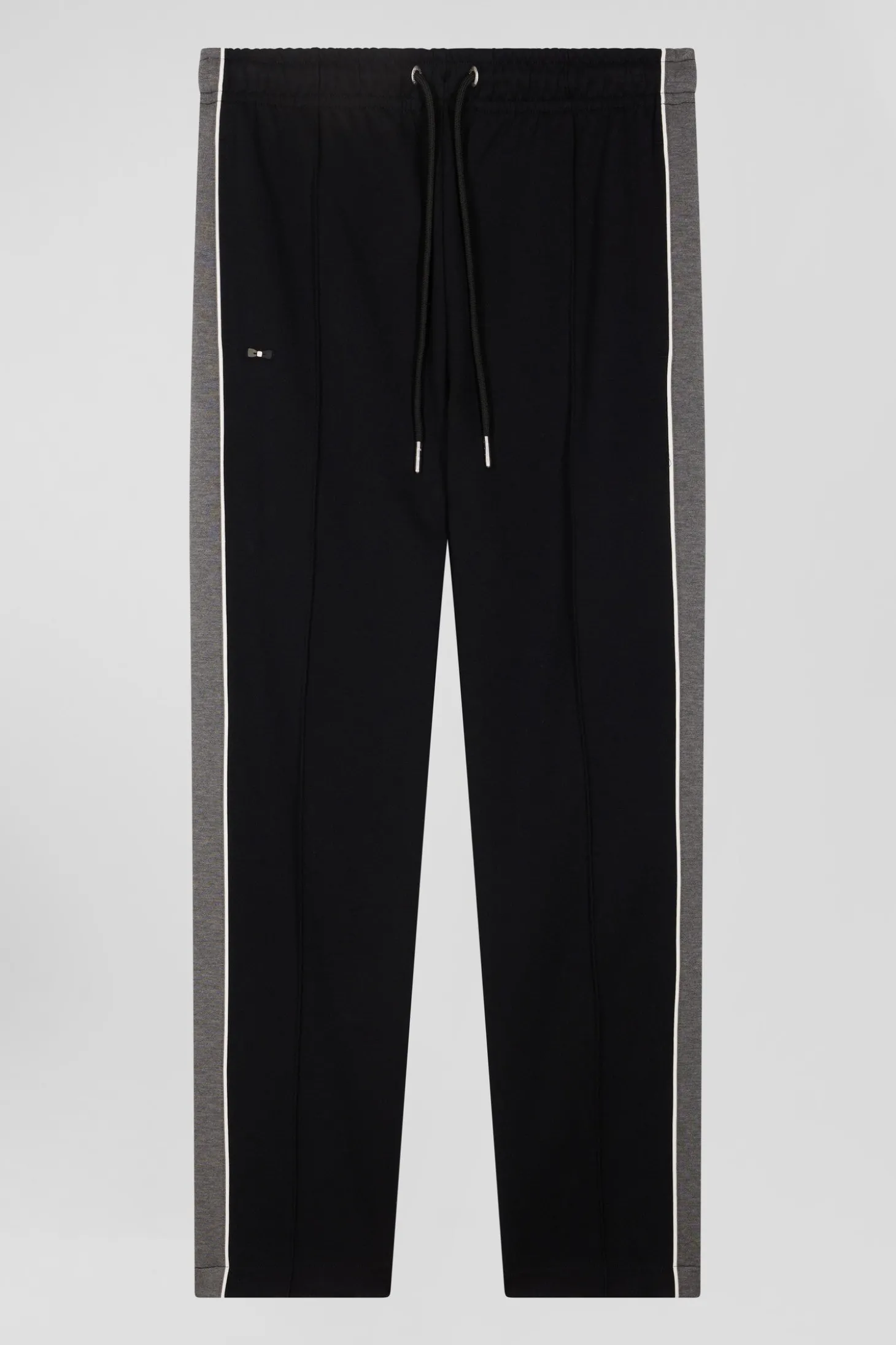 Pantalon jogging en coton mélangé noir coupe Regular passepoil jambes