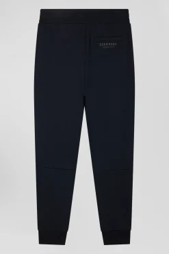 Pantalon jogging en coton mélangé bleu marine galon rayé coupe Regular