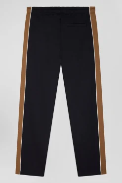 Pantalon jogging en coton mélangé camel coupe Regular passepoil jambes