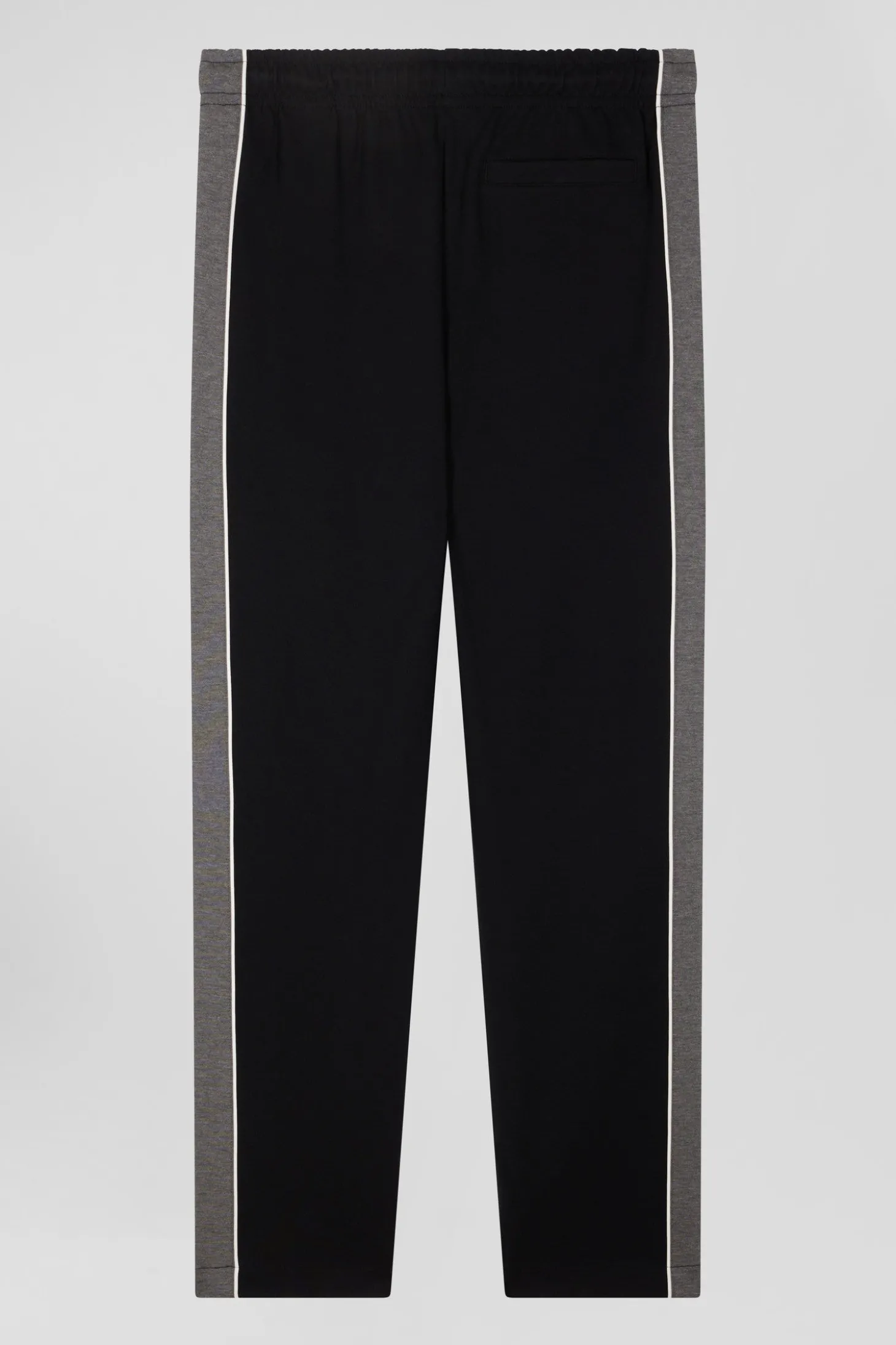 Pantalon jogging en coton mélangé noir coupe Regular passepoil jambes