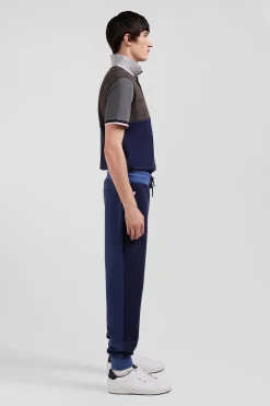 Pantalon jogging en coton mélangé bicolore bleu marine coupe Regular