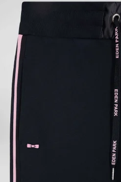 Pantalon jogging en coton mélangé bleu marine galon rayé coupe Regular