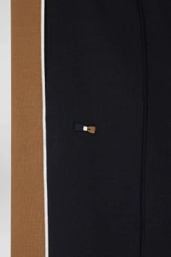 Pantalon jogging en coton mélangé camel coupe Regular passepoil jambes