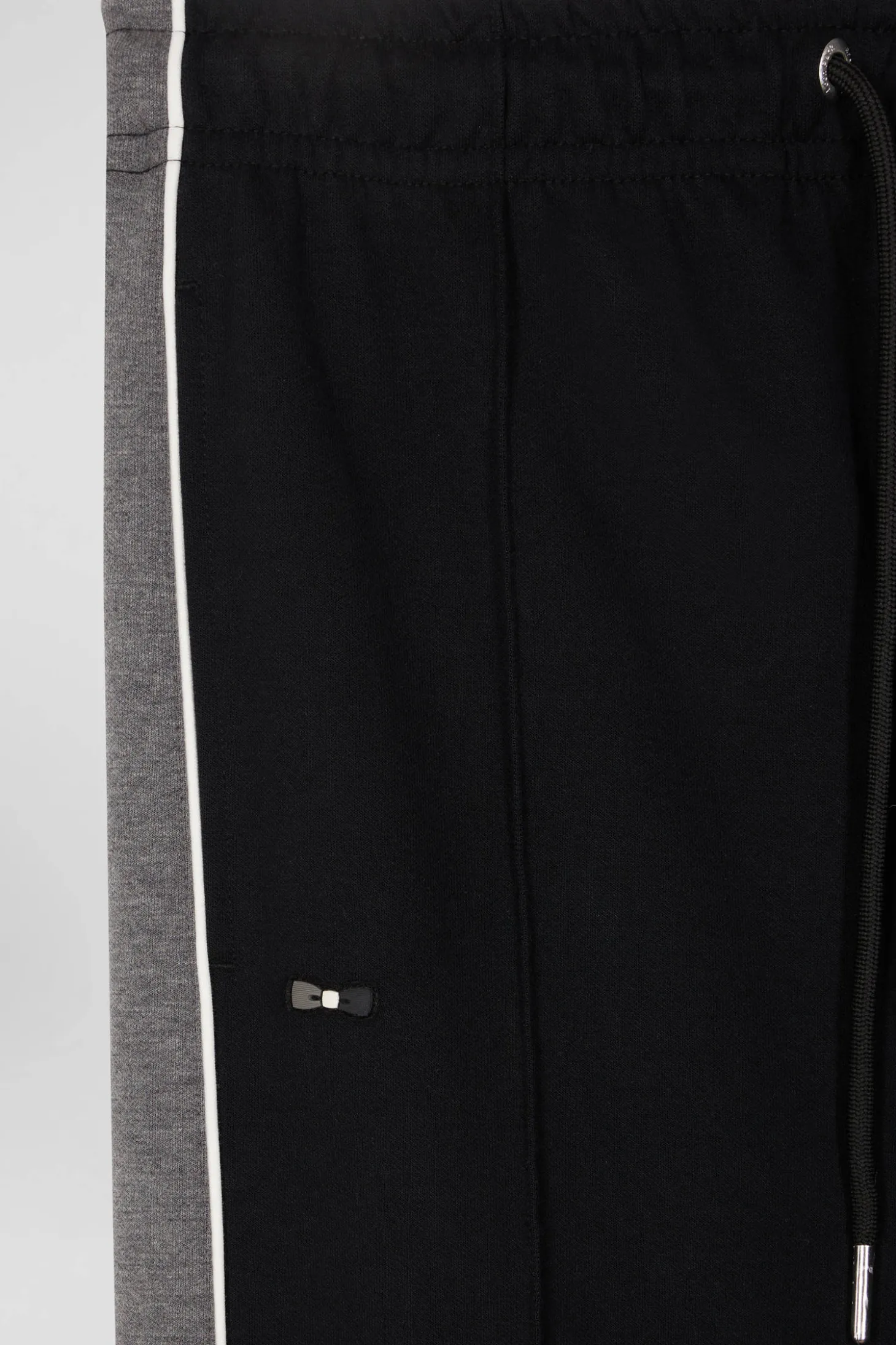 Pantalon jogging en coton mélangé noir coupe Regular passepoil jambes