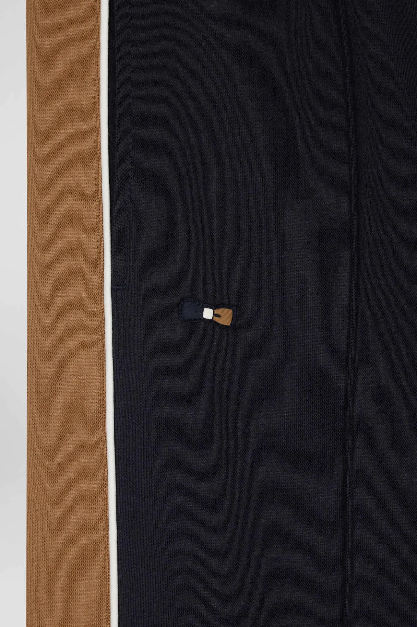 Pantalon jogging en coton mélangé camel coupe Regular passepoil jambes