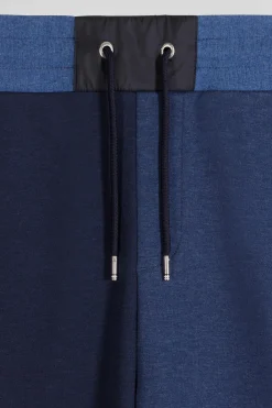 Pantalon jogging en coton mélangé bicolore bleu marine coupe Regular