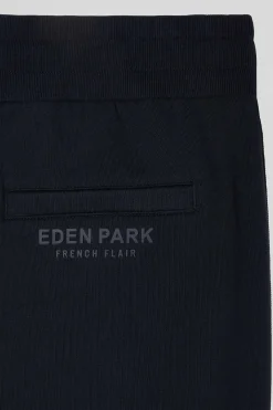 Pantalon jogging en coton mélangé bleu marine galon rayé coupe Regular