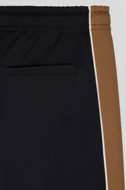 Pantalon jogging en coton mélangé camel coupe Regular passepoil jambes