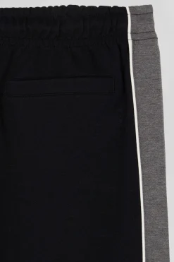 Pantalon jogging en coton mélangé noir coupe Regular passepoil jambes