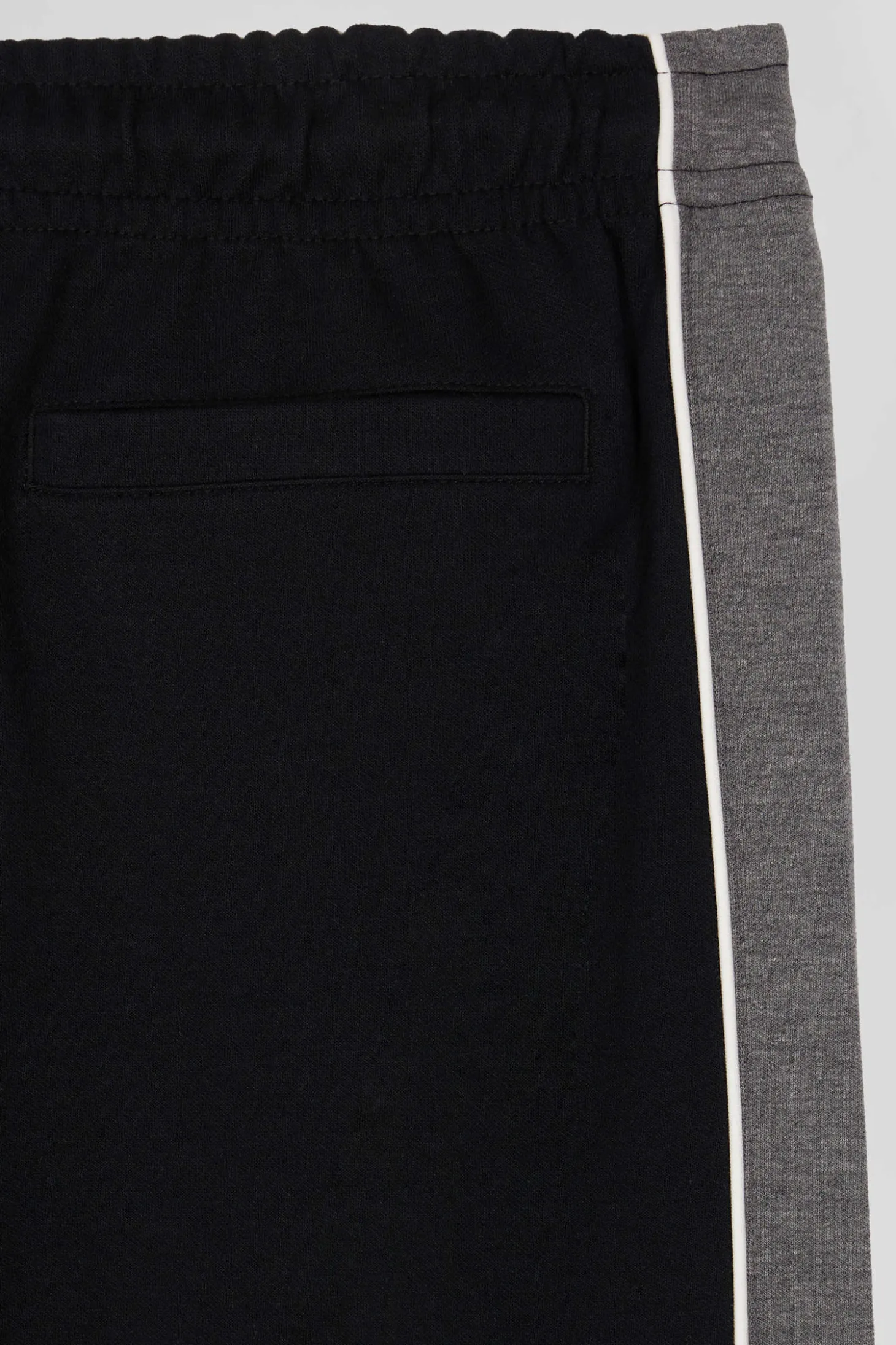 Pantalon jogging en coton mélangé noir coupe Regular passepoil jambes