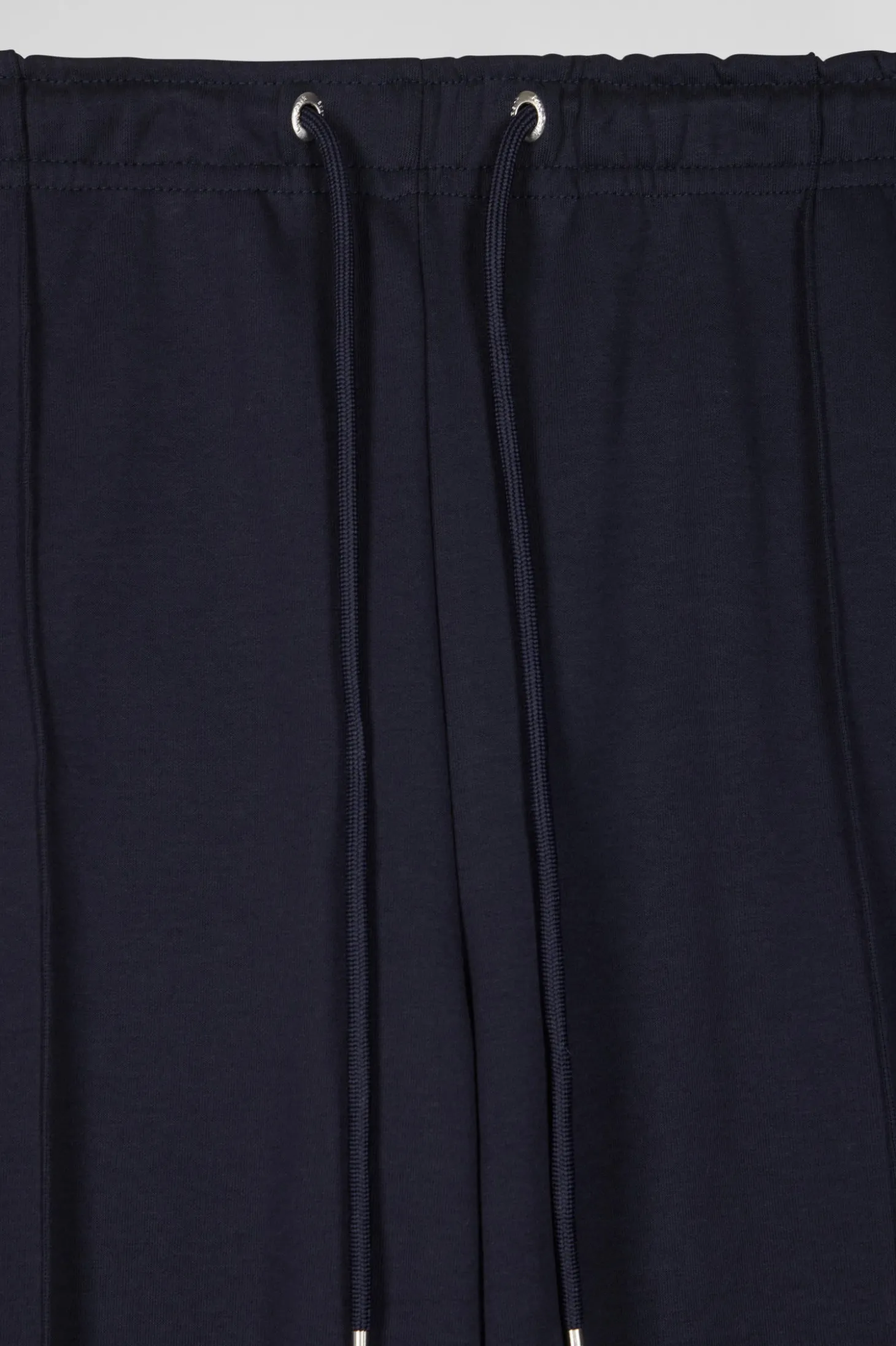 Pantalon jogging en coton mélangé bleu marine coupe Regular passepoil rose