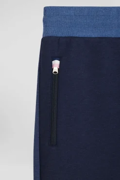 Pantalon jogging en coton mélangé bicolore bleu marine coupe Regular