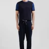 Pantalon jogging en molleton gratté bleu marine coupe Relaxed