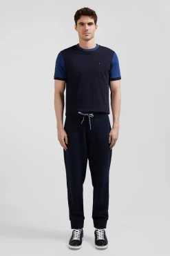 Pantalon jogging en molleton gratté bleu marine coupe Relaxed