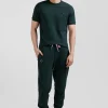 Pantalon jogging en molleton coton gratté vert coupe Regular