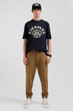 Pantalon jogging en molleton gratté camel coupe Relaxed