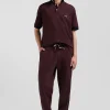Pantalon jogging en molleton gratté bordeaux coupe Relaxed