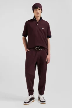 Pantalon jogging en molleton gratté bordeaux coupe Relaxed