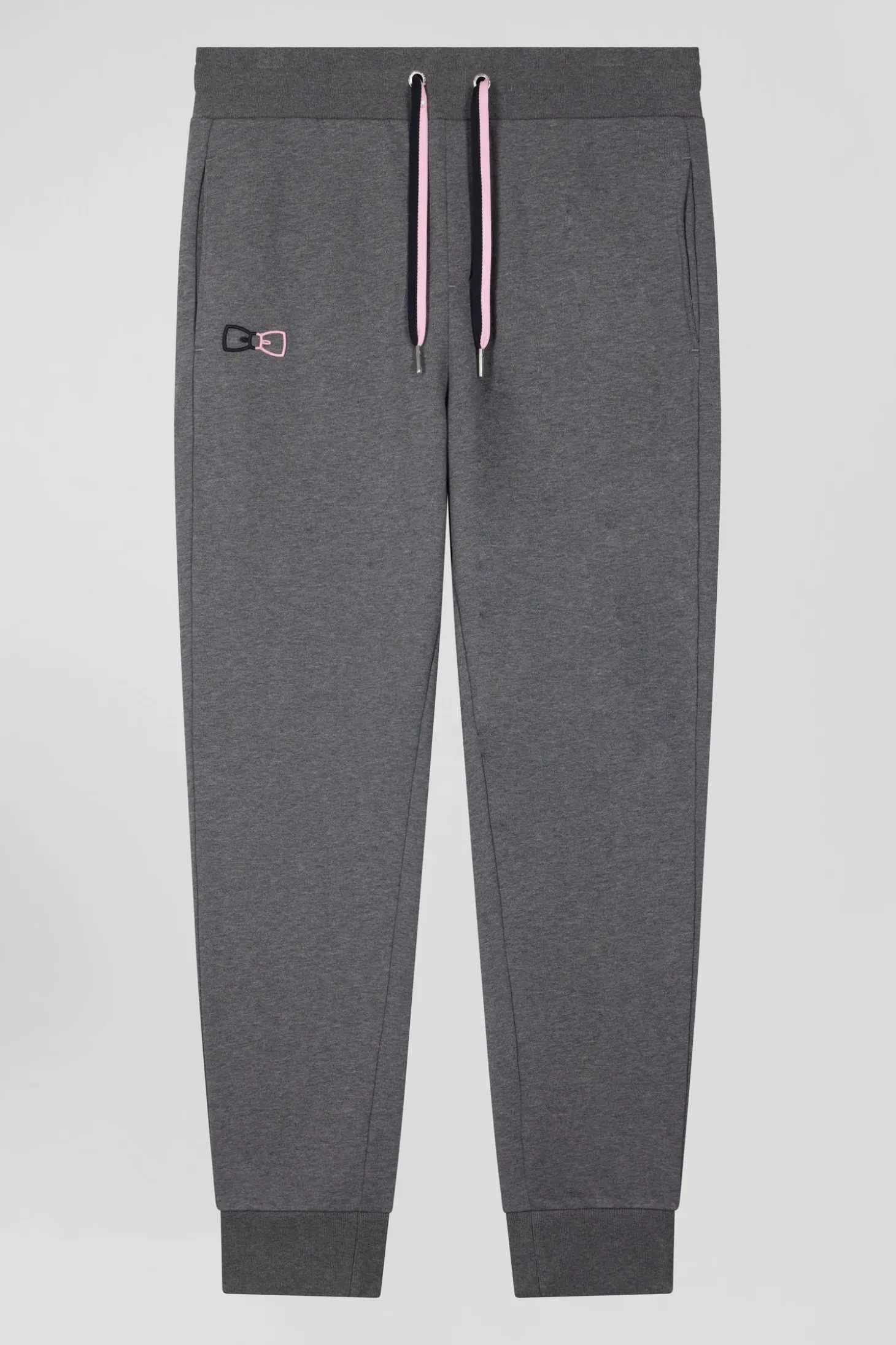 Pantalon jogging en molleton coton gratté gris coupe Regular