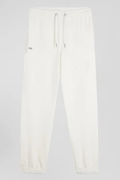 Pantalon jogging en molleton gratté écru coupe Regular