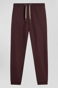 Pantalon jogging en molleton gratté bordeaux coupe Relaxed