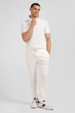 Pantalon jogging en molleton gratté écru coupe Regular