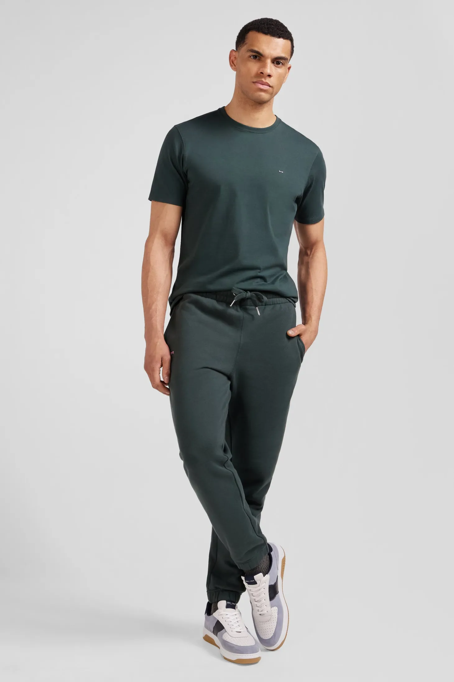 Pantalon jogging en molleton gratté vert coupe Regular