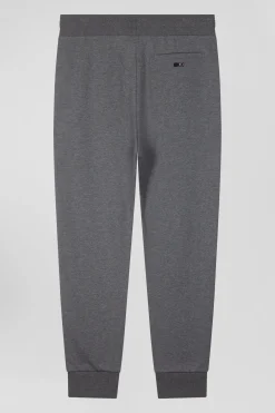 Pantalon jogging en molleton coton gratté gris coupe Regular