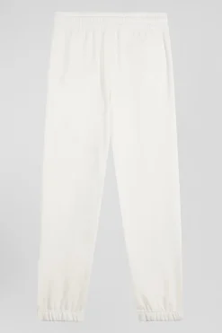 Pantalon jogging en molleton gratté écru coupe Regular
