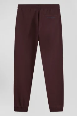 Pantalon jogging en molleton gratté bordeaux coupe Relaxed