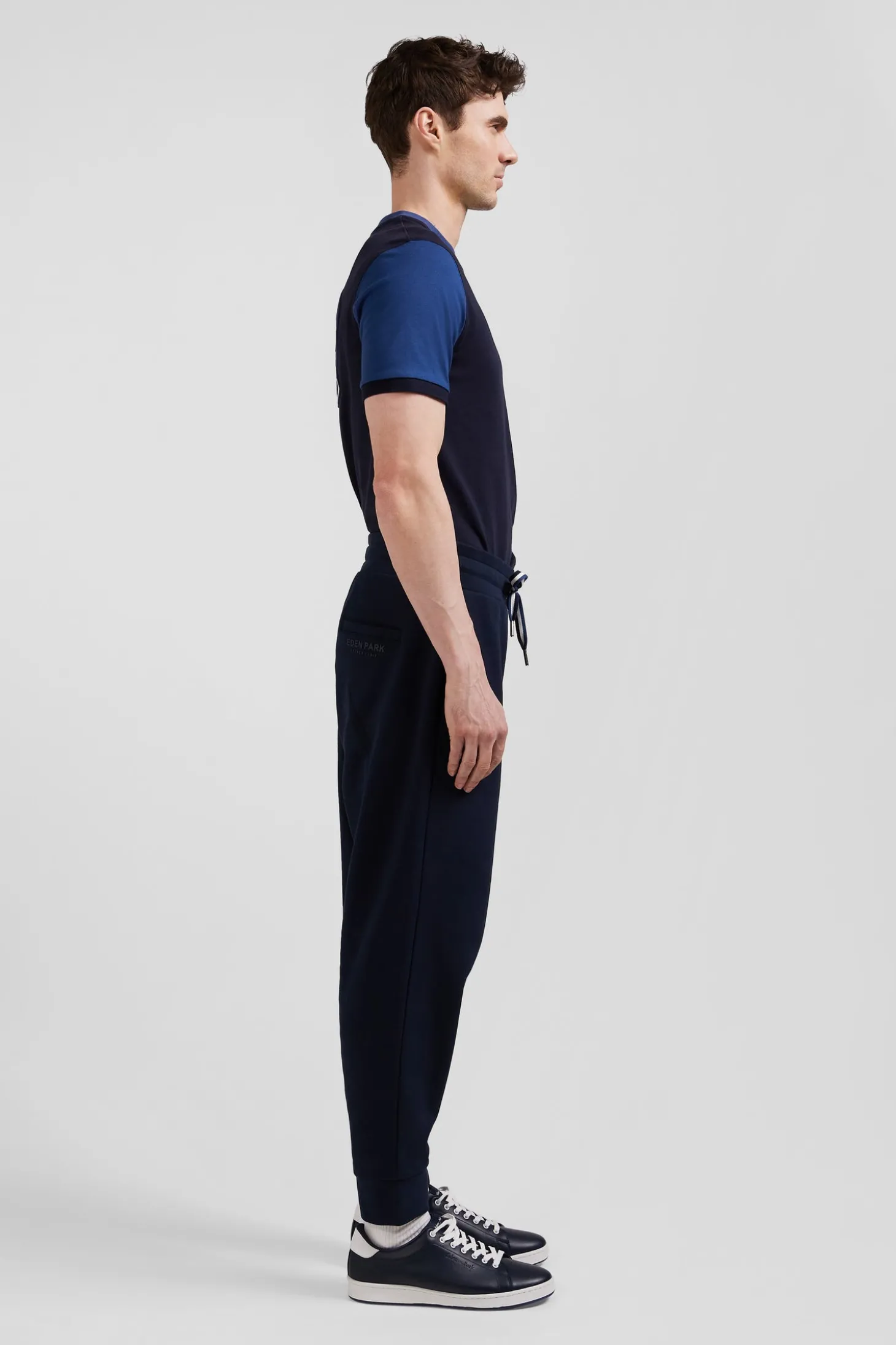 Pantalon jogging en molleton gratté bleu marine coupe Relaxed