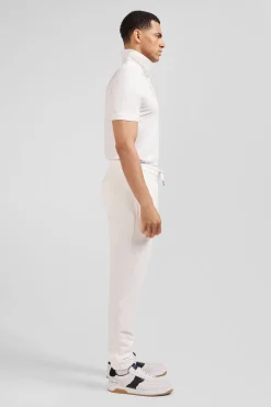 Pantalon jogging en molleton gratté écru coupe Regular