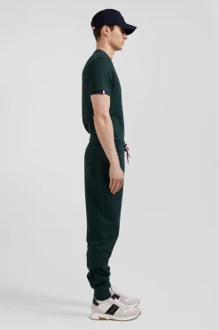 Pantalon jogging en molleton coton gratté vert coupe Regular