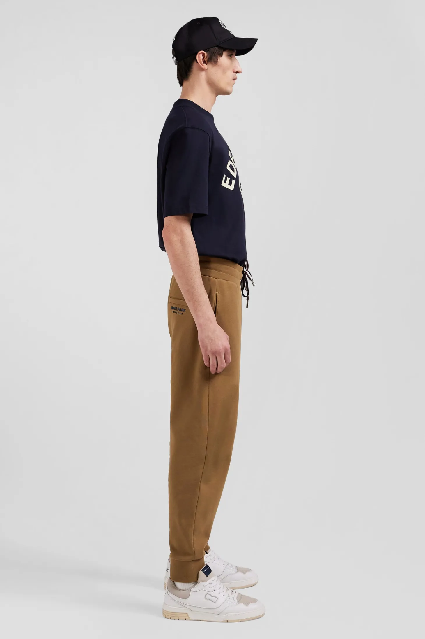 Pantalon jogging en molleton gratté camel coupe Relaxed