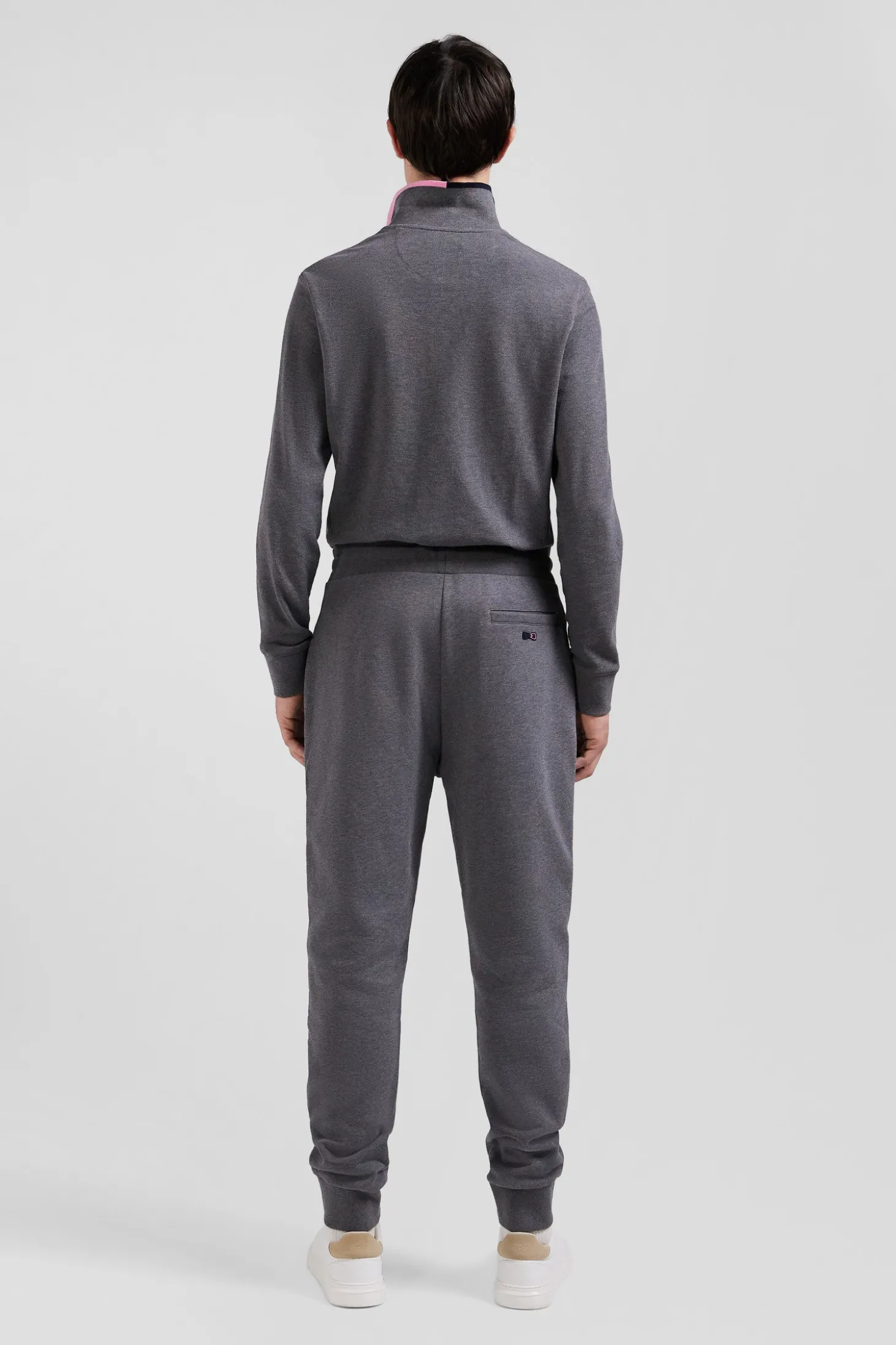 Pantalon jogging en molleton coton gratté gris coupe Regular