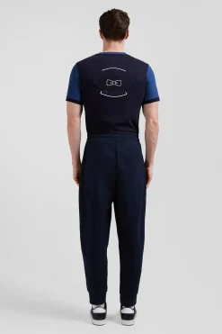 Pantalon jogging en molleton gratté bleu marine coupe Relaxed