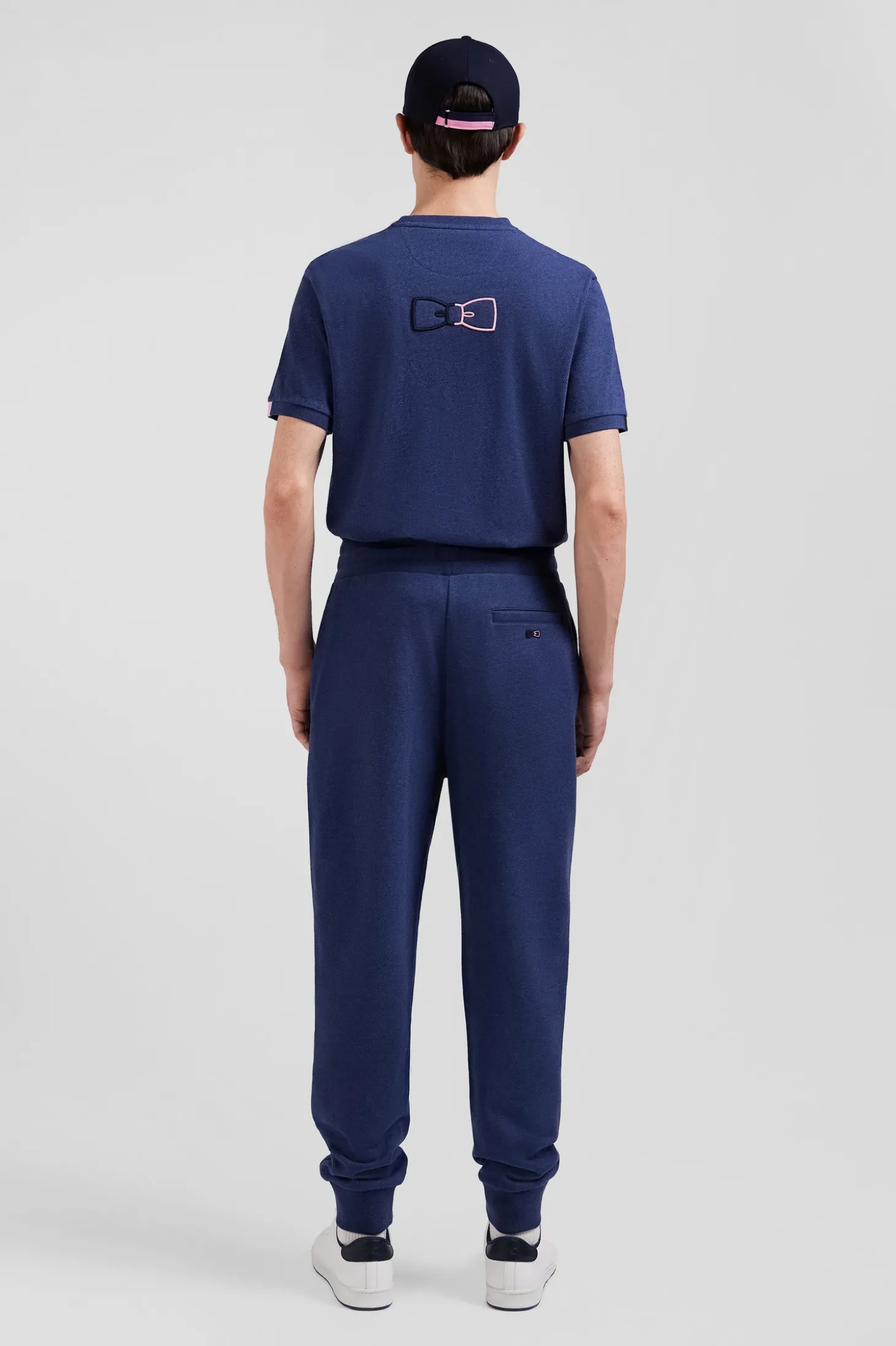 Pantalon jogging en molleton coton gratté bleu marine coupe Regular