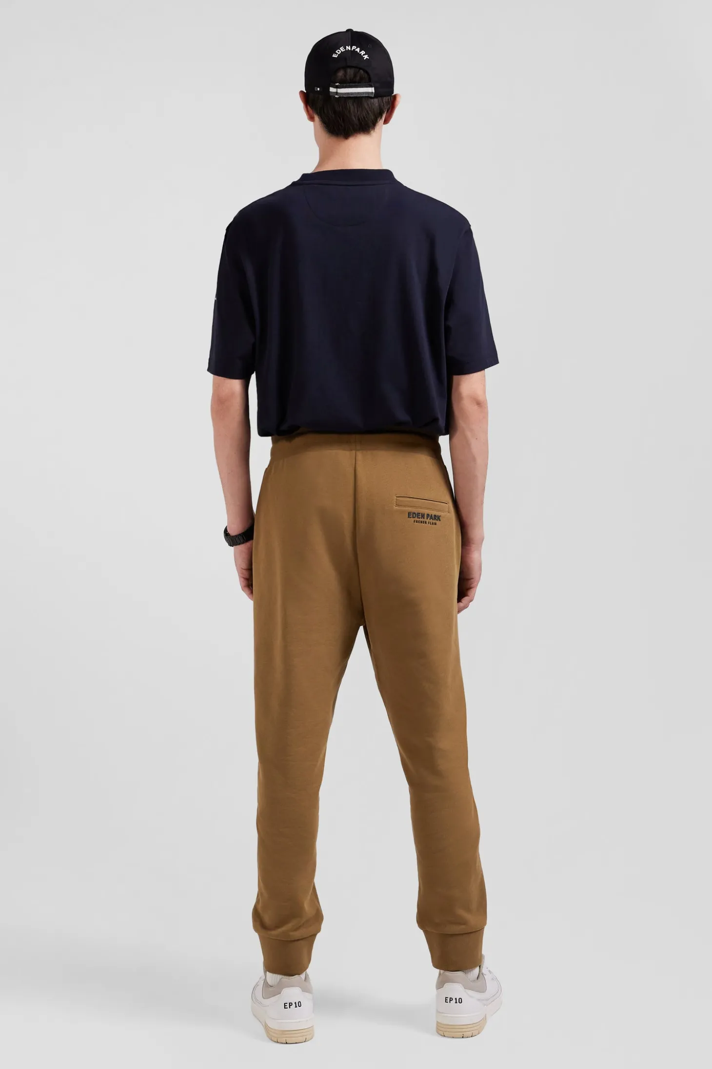 Pantalon jogging en molleton gratté camel coupe Relaxed