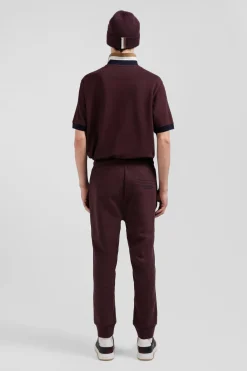 Pantalon jogging en molleton gratté bordeaux coupe Relaxed
