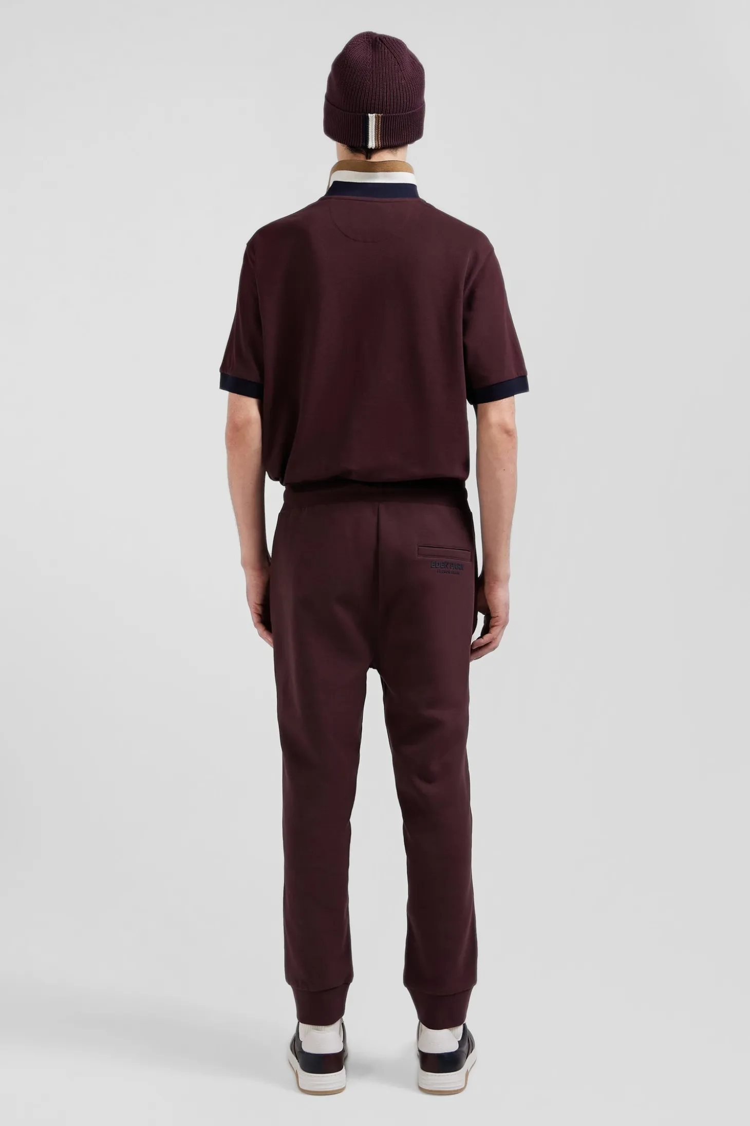 Pantalon jogging en molleton gratté bordeaux coupe Relaxed