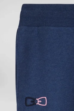 Pantalon jogging en molleton coton gratté bleu marine coupe Regular