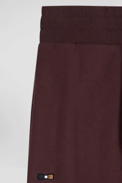 Pantalon jogging en molleton gratté bordeaux coupe Relaxed
