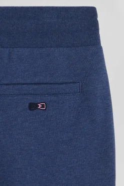Pantalon jogging en molleton coton gratté bleu marine coupe Regular