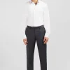 Pantalon regular gris en laine à plis cassés