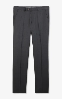 Pantalon regular gris en laine à plis cassés