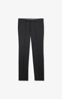 Pantalon regular gris foncé en laine à plis cassés